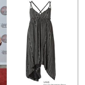 Vans Black Striped High-Low Spaghetti Strap Dress